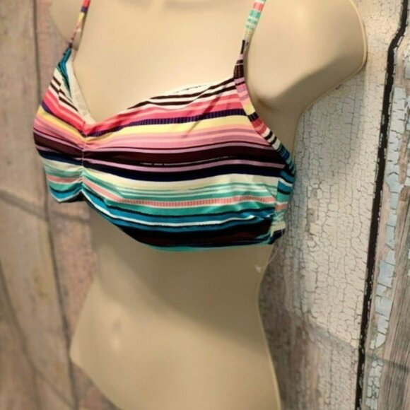 Horizontal Striped Bikini Top Slightly Padded with an Adorable Strappy Backing - Picture 3 of 4